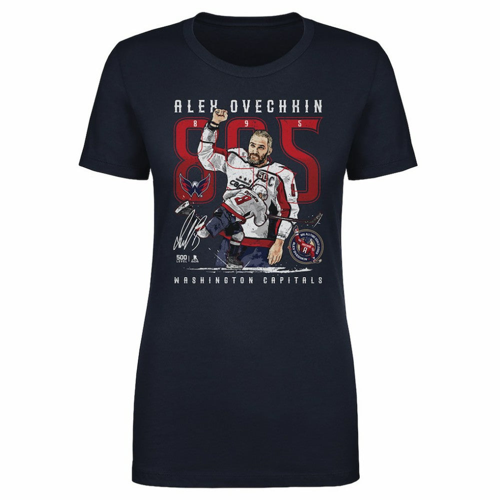 NHL Alexander Ovechkin Washington Capitals 500 Level Women's NHL All-Time Leading Goal Scorer The Shot T-Shirt