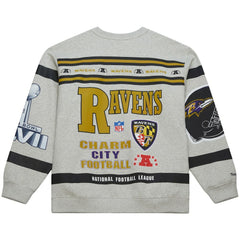 All Over Print Vintage Fleece Crewneck Sweatshirt - Baltimore Ravens Sweatshirts