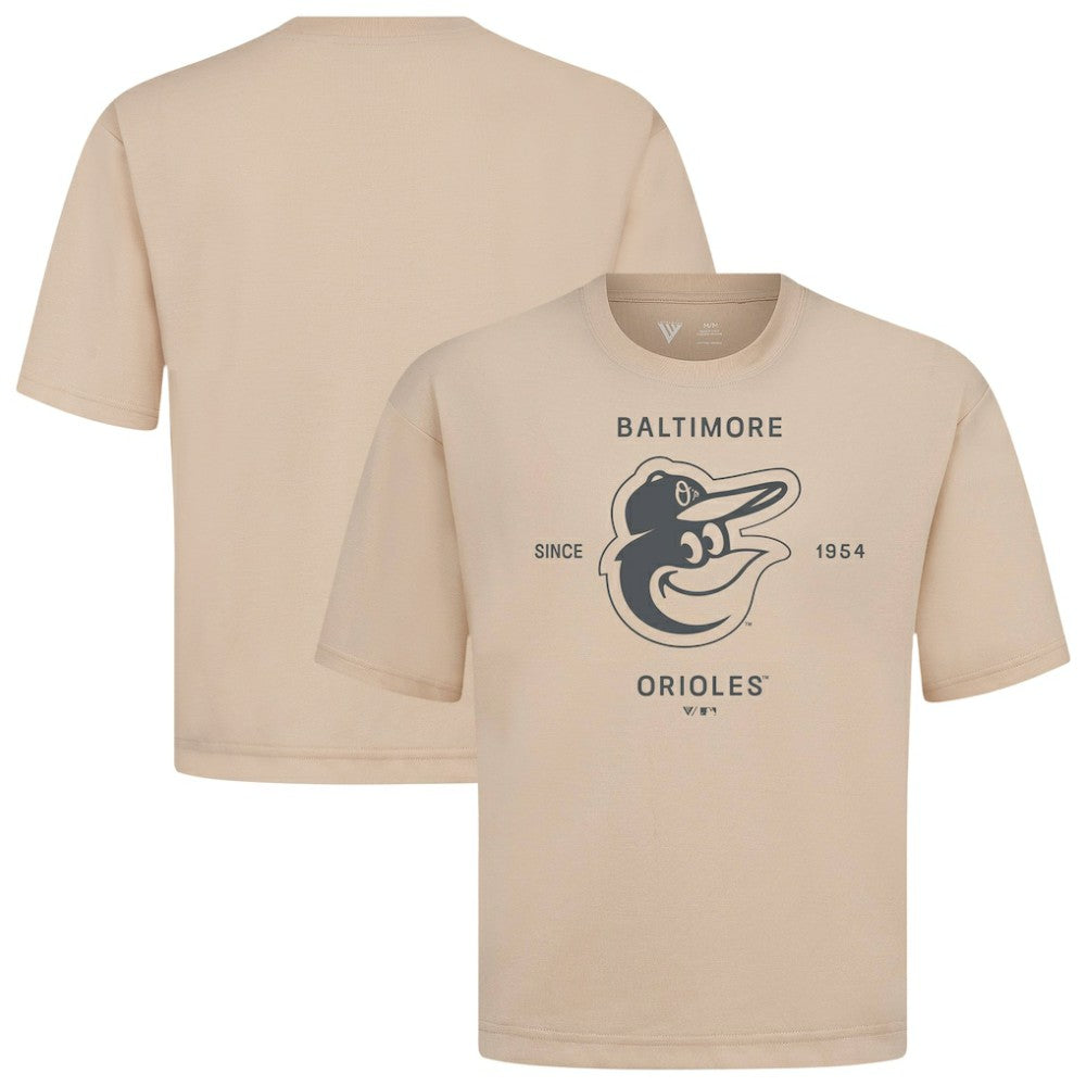 Khaki Baltimore Orioles Levelwear Crossway Oversized Luxe Signature Knit T-Shirt