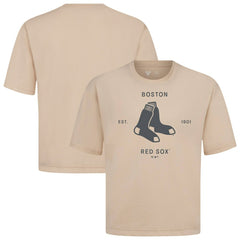 Khaki Boston Red Sox Levelwear Crossway Oversized Luxe Signature Knit T-Shirt