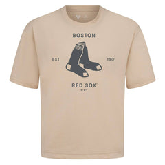 Khaki Boston Red Sox Levelwear Crossway Oversized Luxe Signature Knit T-Shirt