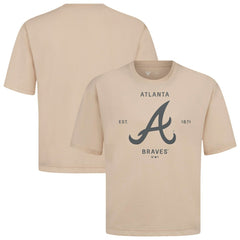 Khaki Atlanta Braves Levelwear Crossway Oversized Luxe Signature Knit T-Shirt