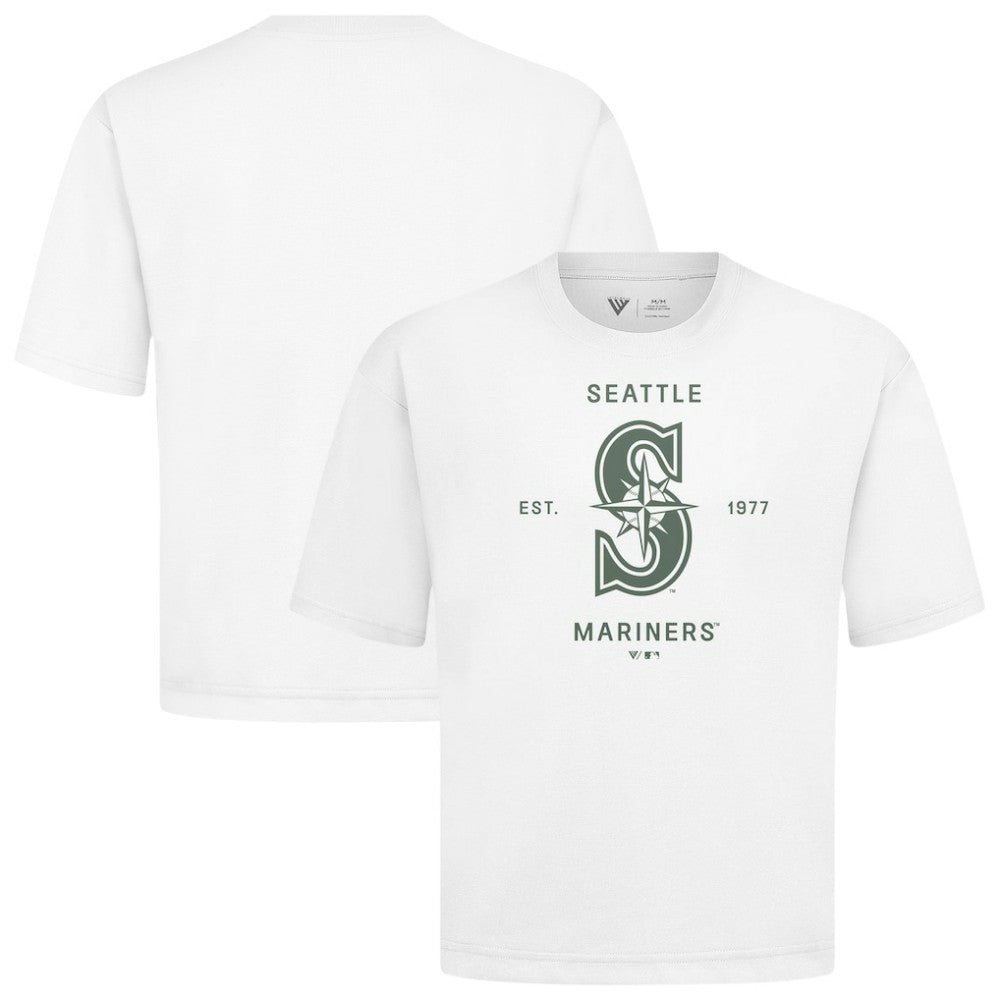 White Seattle Mariners Levelwear Crossway Oversized Luxe Signature Knit T-Shirt