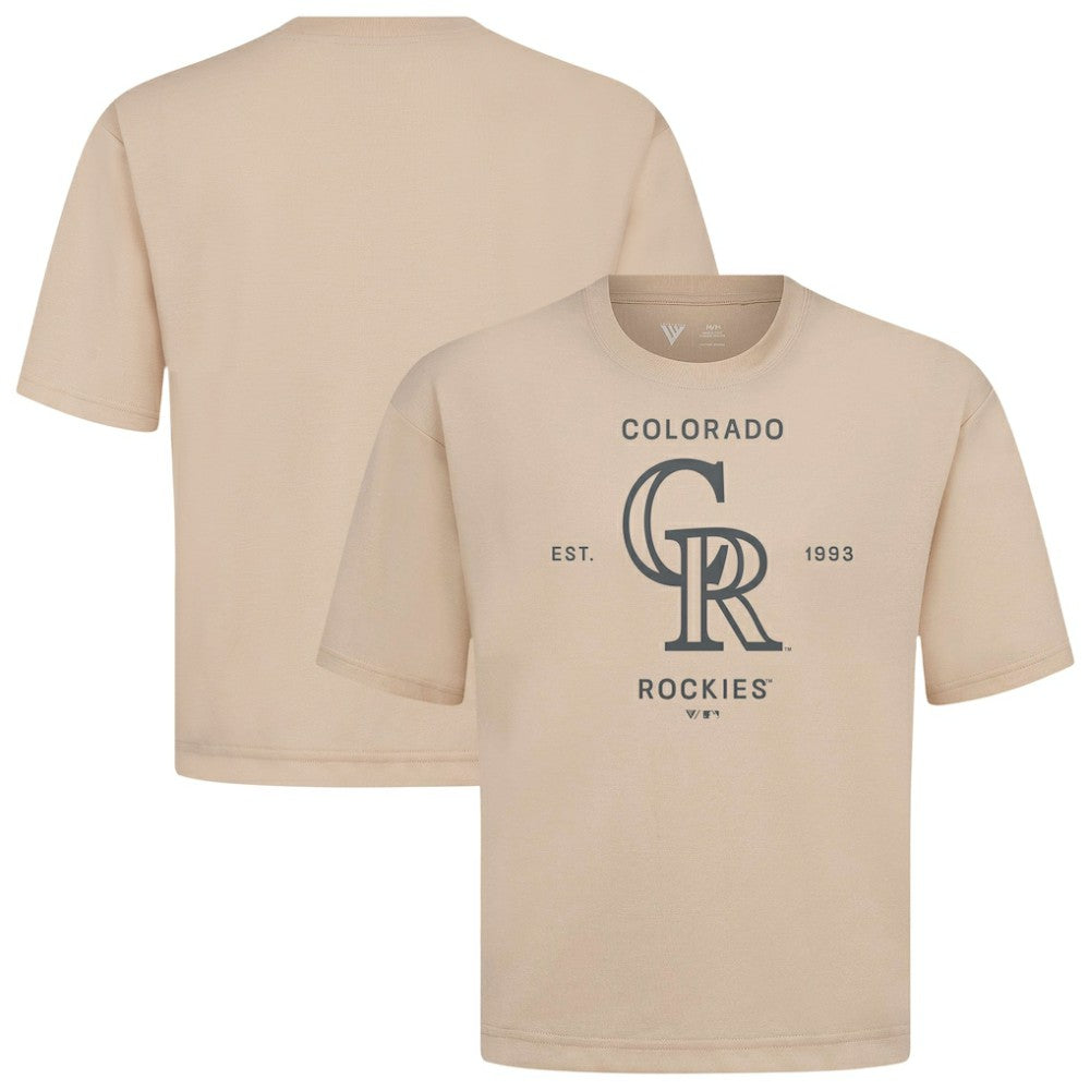 Khaki Colorado Rockies Levelwear Crossway Oversized Luxe Signature Knit T-Shirt
