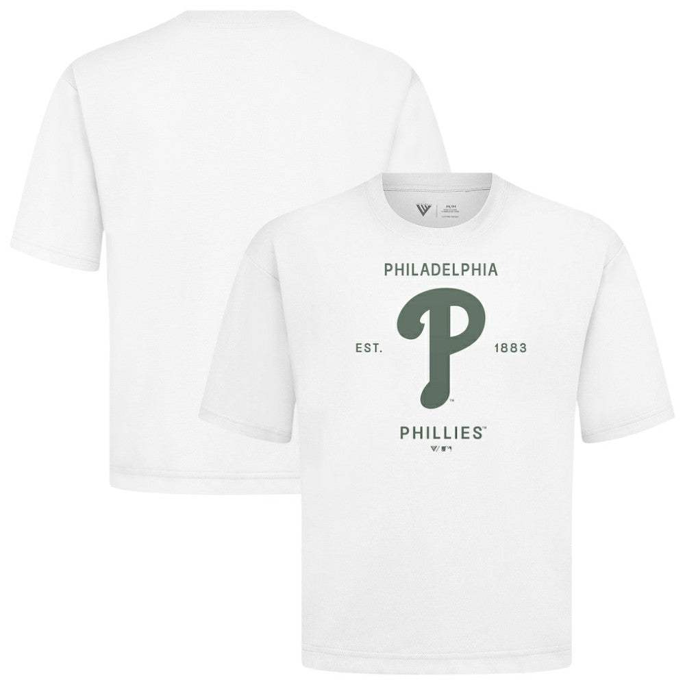 White Philadelphia Phillies Levelwear Crossway Oversized Luxe Signature Knit T-Shirt