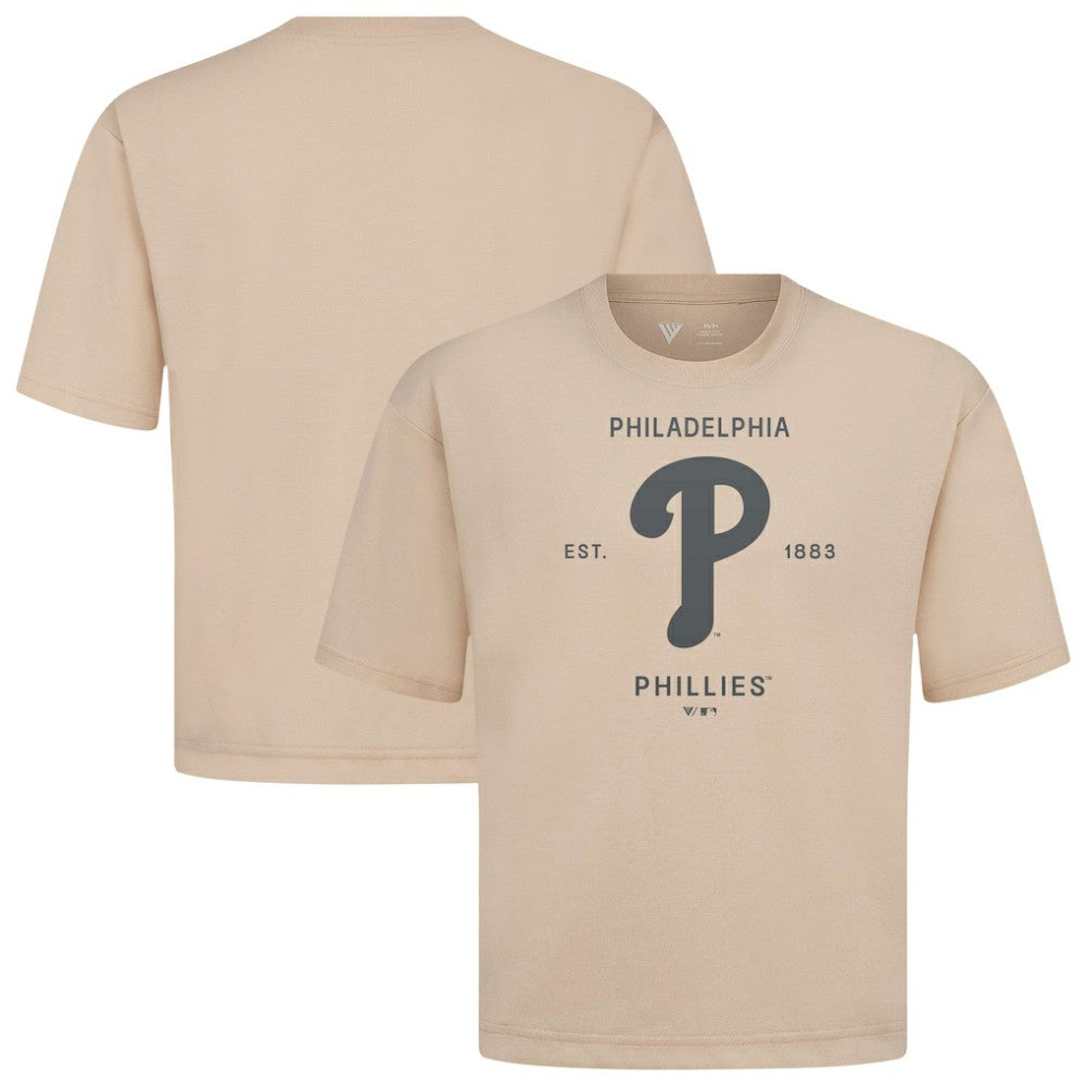 Khaki Philadelphia Phillies Levelwear Crossway Oversized Luxe Signature Knit T-Shirt