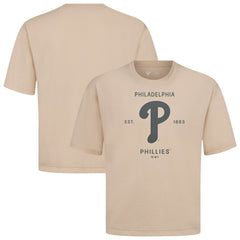 Khaki Philadelphia Phillies Levelwear Crossway Oversized Luxe Signature Knit T-Shirt