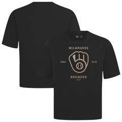 Black Milwaukee Brewers Levelwear Crossway Oversized Luxe Signature Knit T-Shirt
