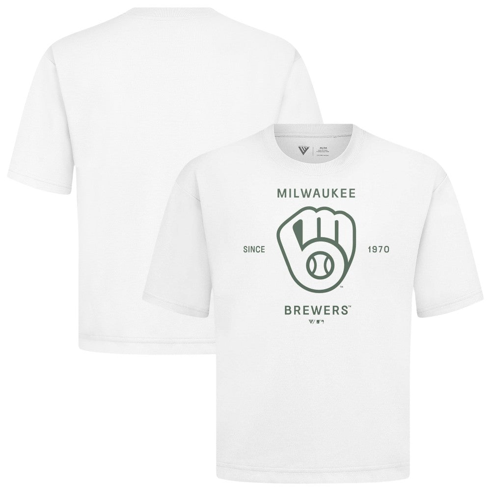 White Milwaukee Brewers Levelwear Crossway Oversized Luxe Signature Knit T-Shirt