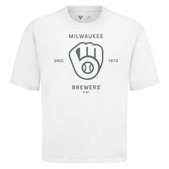 White Milwaukee Brewers Levelwear Crossway Oversized Luxe Signature Knit T-Shirt
