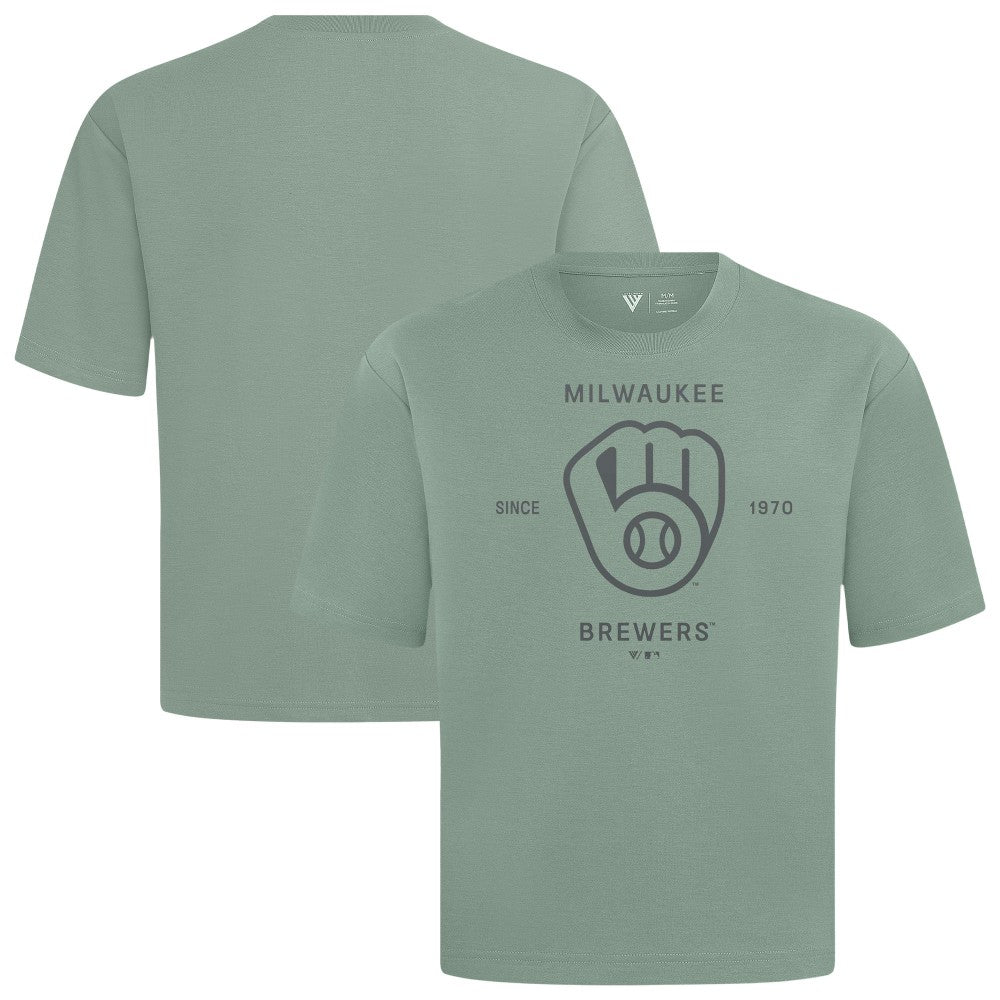 Green Milwaukee Brewers Levelwear Crossway Oversized Luxe Signature Knit T-Shirt