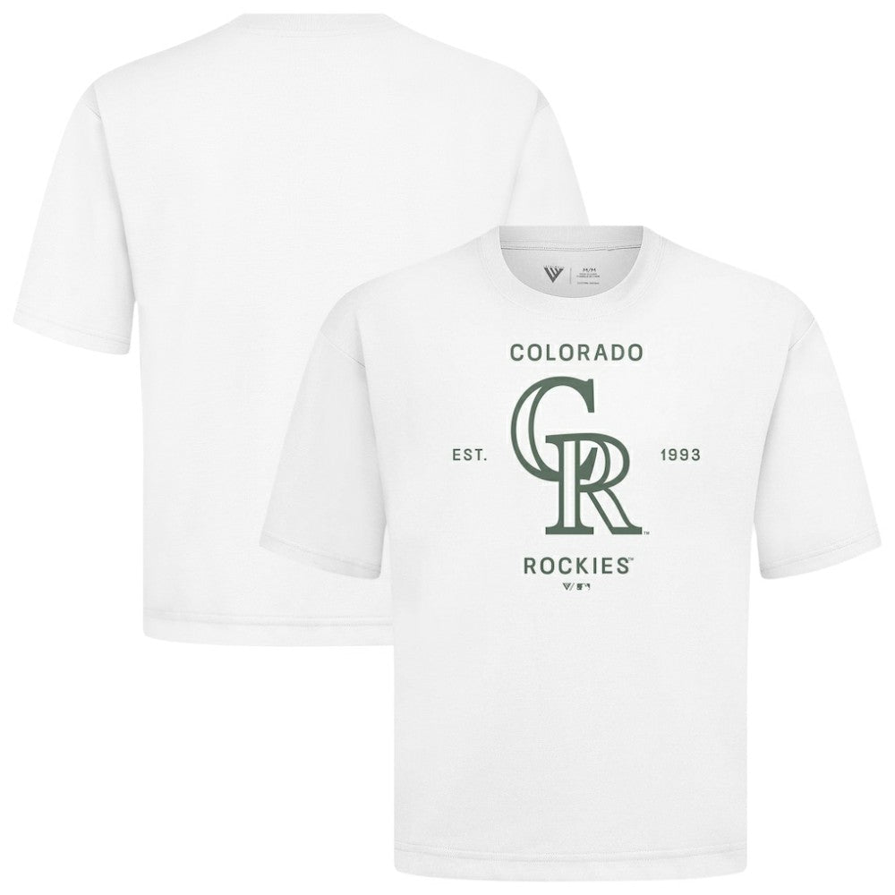 White Colorado Rockies Levelwear Crossway Oversized Luxe Signature Knit T-Shirt