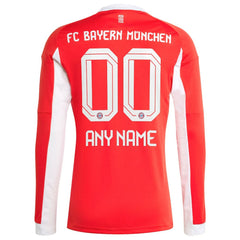 Bayern Munich 2025/26 Home Replica Long Sleeve Custom Jersey