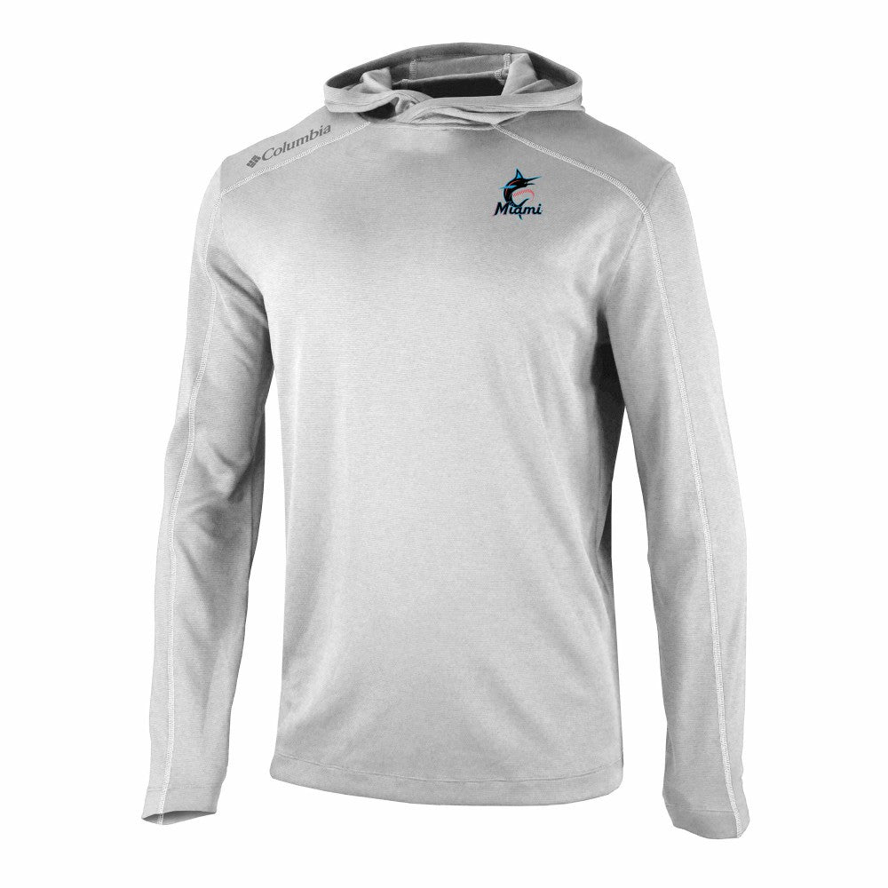 Gray Miami Marlins Columbia Omni-Wick Shotgun Pullover Hoodie