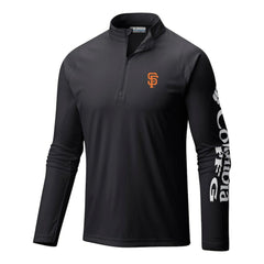 Black San Francisco Giants Columbia Terminal Tackle Omni-Wick Raglan Quarter-Zip Pullover