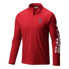 Red Boston Red Sox Columbia Terminal Tackle Omni-Wick Raglan Quarter-Zip Pullover