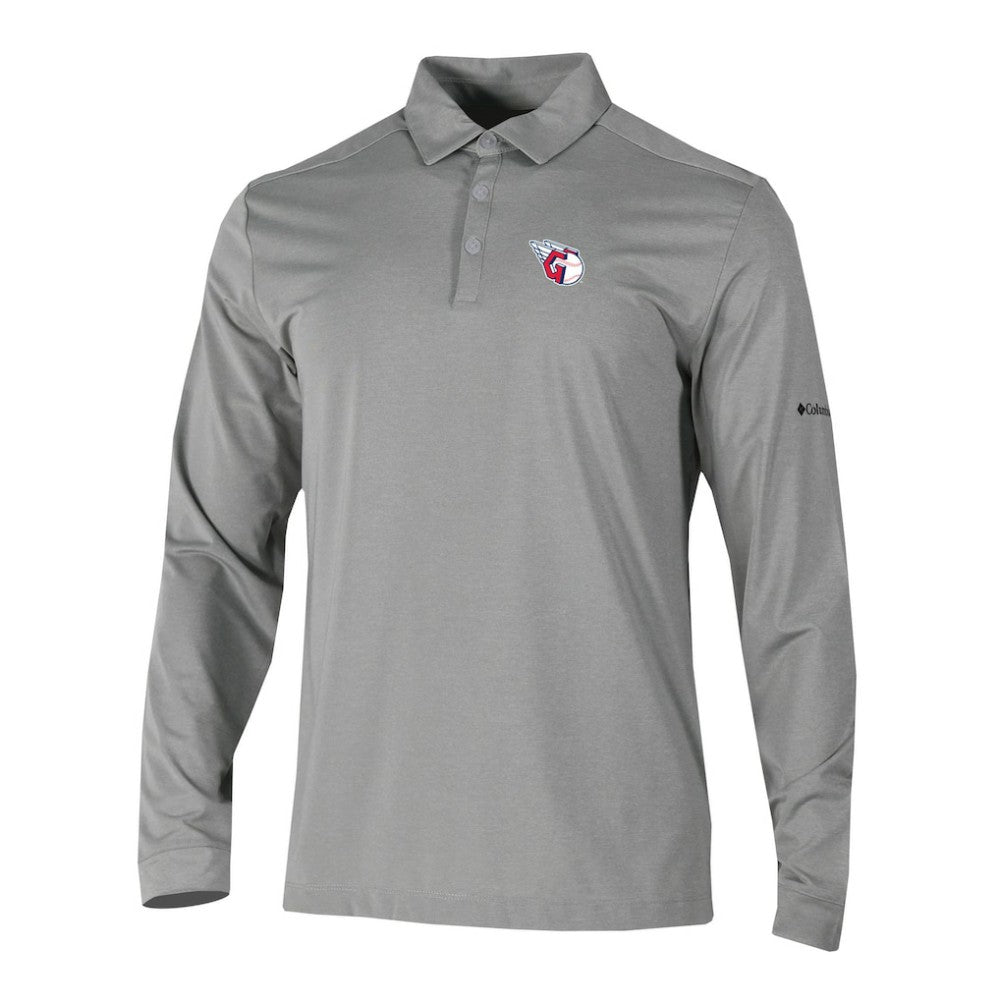 Gray Cleveland Guardians Columbia Omni-Wick Pin High Long Sleeve Polo