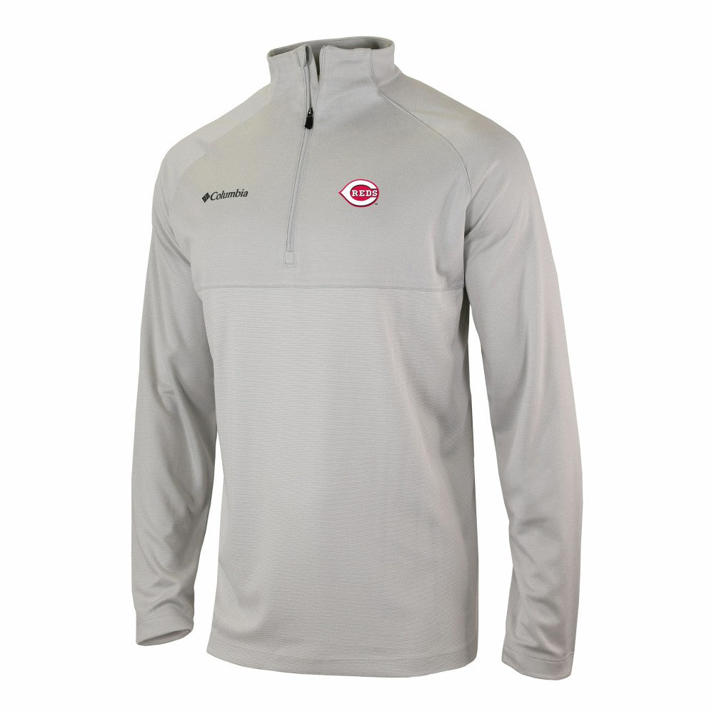 Gray Cincinnati Reds Columbia Omni-Wick Raglan Rockin' It Quarter-Zip Pullover