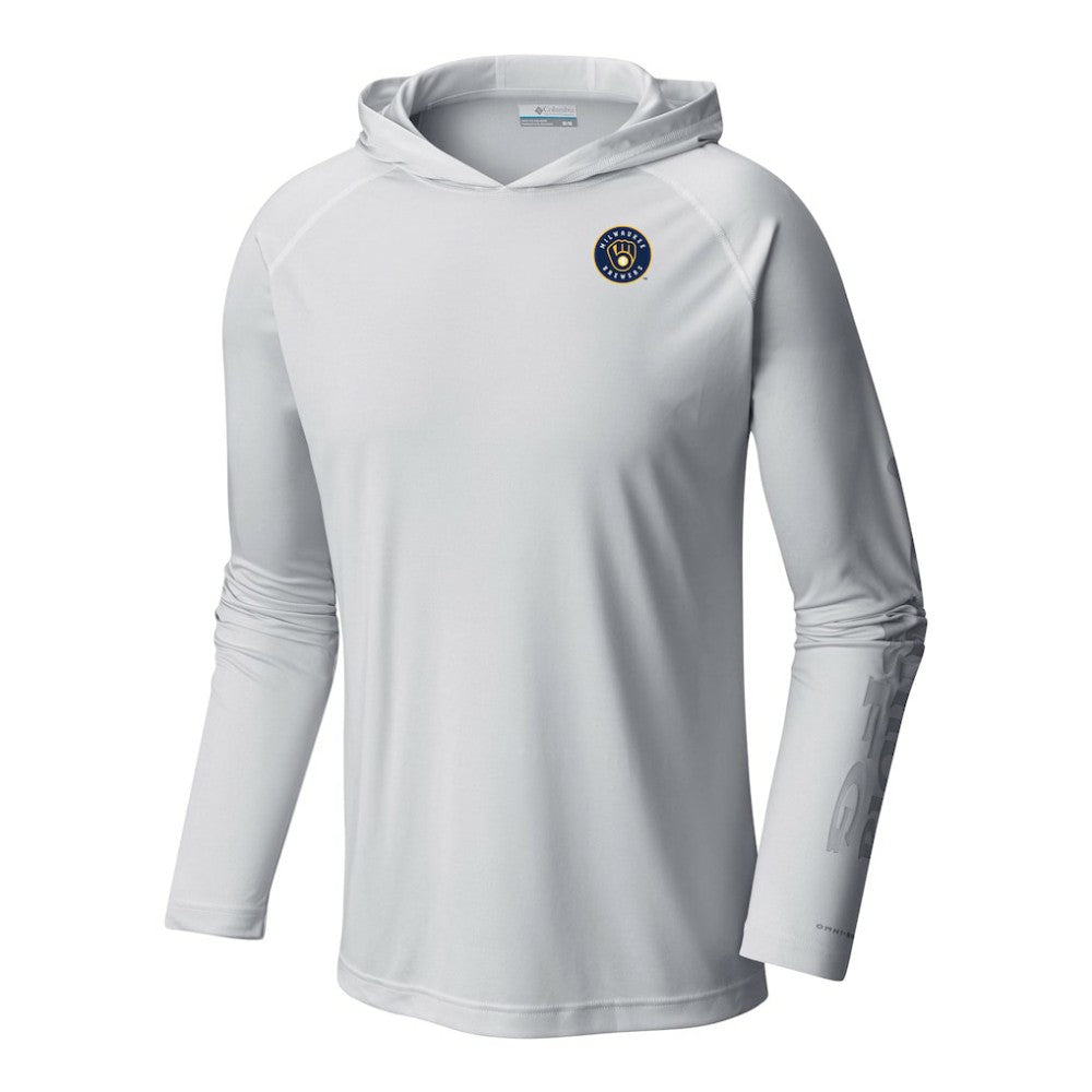 White Milwaukee Brewers Columbia Terminal Tackle Omni-Shade Pullover Hoodie