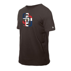 Brown San Diego Padres New Era Dominican Republic Flag Logo T-Shirt
