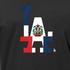 Black Los Angeles Dodgers New Era Dominican Republic Flag Logo T-Shirt