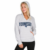 Concepts Sport Women's Liftoff Striped V-Neck Hoodie - Tennessee Titans Hoodies