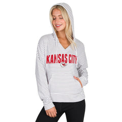 Concepts Sport Women's Liftoff Striped V-Neck Hoodie - Kansas City Chiefs Hoodies
