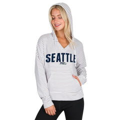 Concepts Sport Women's Liftoff Striped V-Neck Hoodie - Seattle Seahawks Hoodies