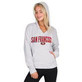 Concepts Sport Women's Liftoff Striped V-Neck Hoodie - San Francisco 49ers Hoodies