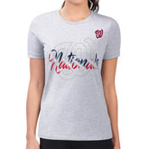 Heather Gray Washington Nationals G-III 4Her by Carl Banks Women's Super-Slim Fit Lightweight Shadow Logo Graphic T-Shirt