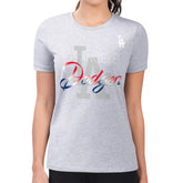 Heather Gray Los Angeles Dodgers G-III 4Her by Carl Banks Women's Super-Slim Fit Lightweight Shadow Logo Graphic T-Shirt