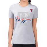 Heather Gray Texas Rangers G-III 4Her by Carl Banks Women's Super-Slim Fit Lightweight Shadow Logo Graphic T-Shirt