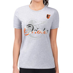 Heather Gray Baltimore Orioles G-III 4Her by Carl Banks Women's Super-Slim Fit Lightweight Shadow Logo Graphic T-Shirt