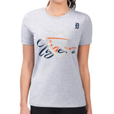 Heather Gray Detroit Tigers G-III 4Her by Carl Banks Women's Super-Slim Fit Lightweight Shadow Logo Graphic T-Shirt