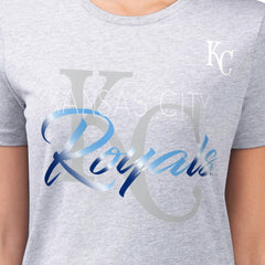 Heather Gray Kansas City Royals G-III 4Her by Carl Banks Women's Super-Slim Fit Lightweight Shadow Logo Graphic T-Shirt
