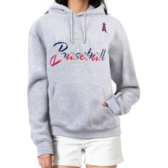Heather Gray Los Angeles Angels G-III 4Her by Carl Banks Women's Shadow Logo Graphic Pullover Hoodie