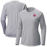 Gray Washington Nationals Columbia Tidal Tee II Long Sleeve T-Shirt