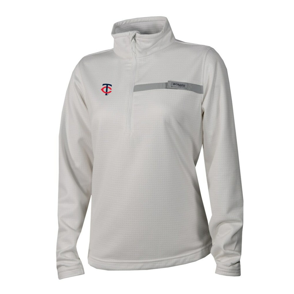 White Minnesota Twins Columbia Women's Skiff Guide Fleece Half-Zip Pullover Jacket