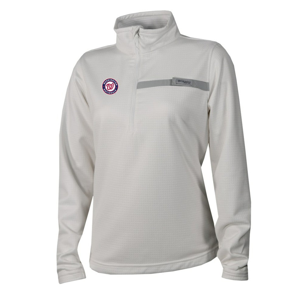 White Washington Nationals Columbia Women's Skiff Guide Fleece Half-Zip Pullover Jacket