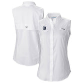 White Detroit Tigers Columbia Women's Tamiami Sleeveless Shirt