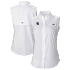White Detroit Tigers Columbia Women's Tamiami Sleeveless Shirt