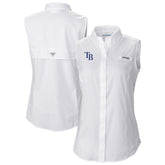 White Tampa Bay Rays Columbia Women's Tamiami Sleeveless Shirt