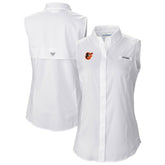 White Baltimore Orioles Columbia Women's Tamiami Sleeveless Shirt