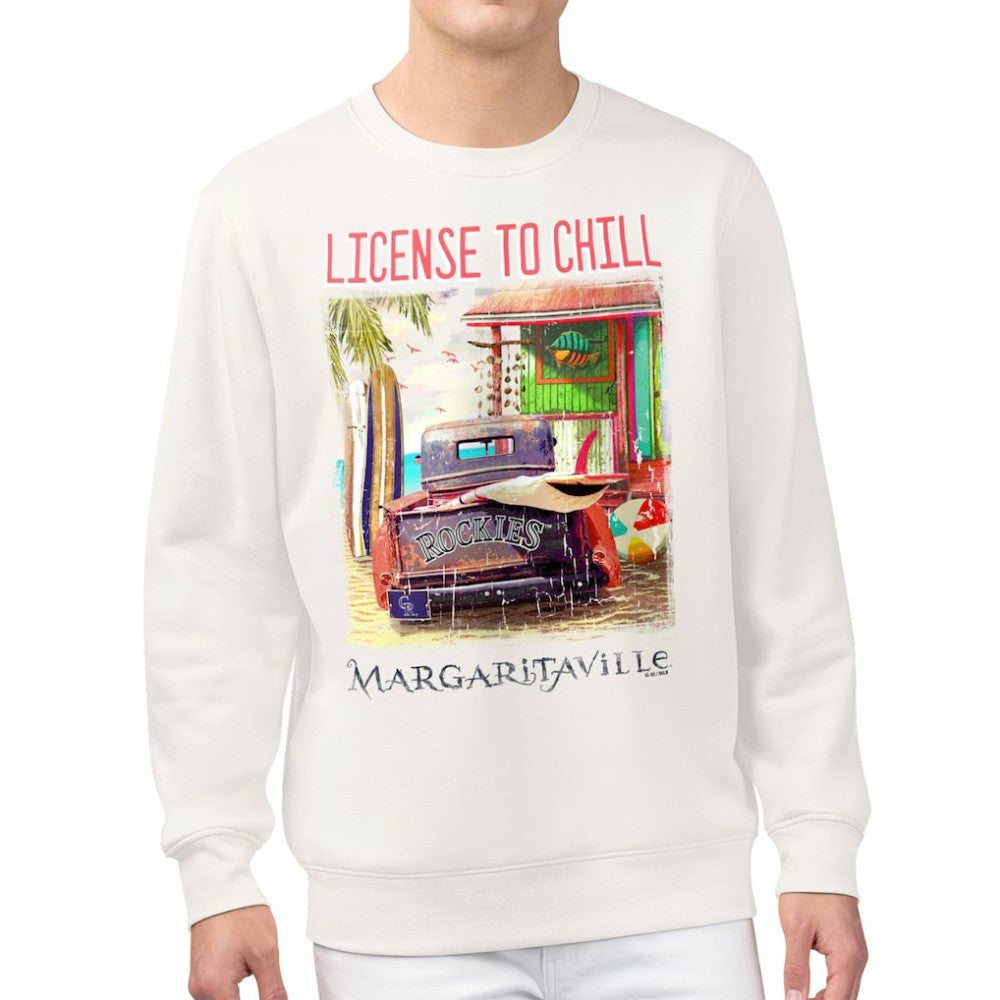 Cream Colorado Rockies Margaritaville License to Chill Fleece Sweatshirt