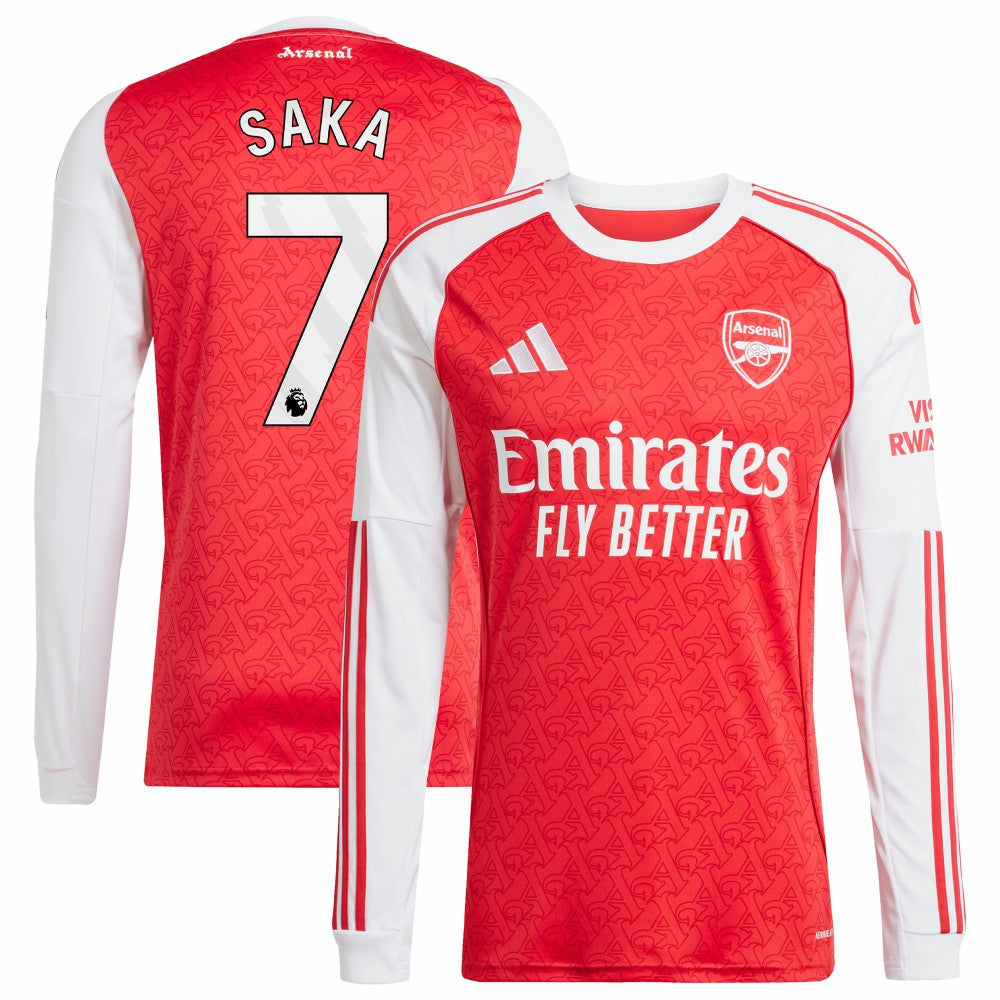 Bukayo Saka Arsenal 2025/26 Home Replica Long Sleeve Player Jersey