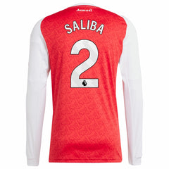 William Saliba Arsenal 2025/26 Home Replica Long Sleeve Player Jersey