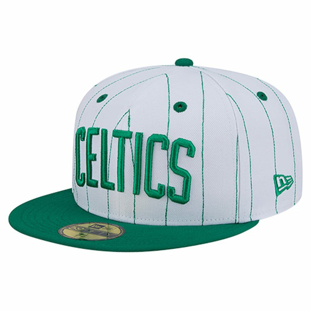 New Era Boston Celtics Wordmark Pinstripe 59FIFTY Fitted Hat
