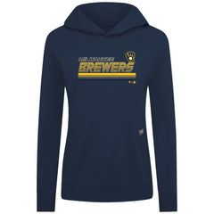 Navy Milwaukee Brewers Levelwear Women's Relay Breaker Pullover Hoodie