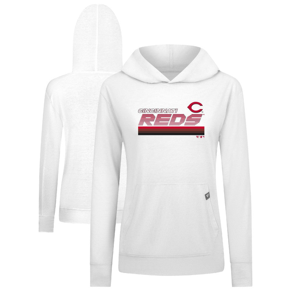 White Cincinnati Reds Levelwear Women's Relay Breaker Pullover Hoodie