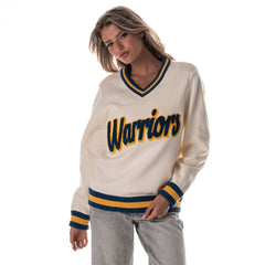 Golden State Warriors The Wild Collective Women's Jacquard V-Neck Sweater sale